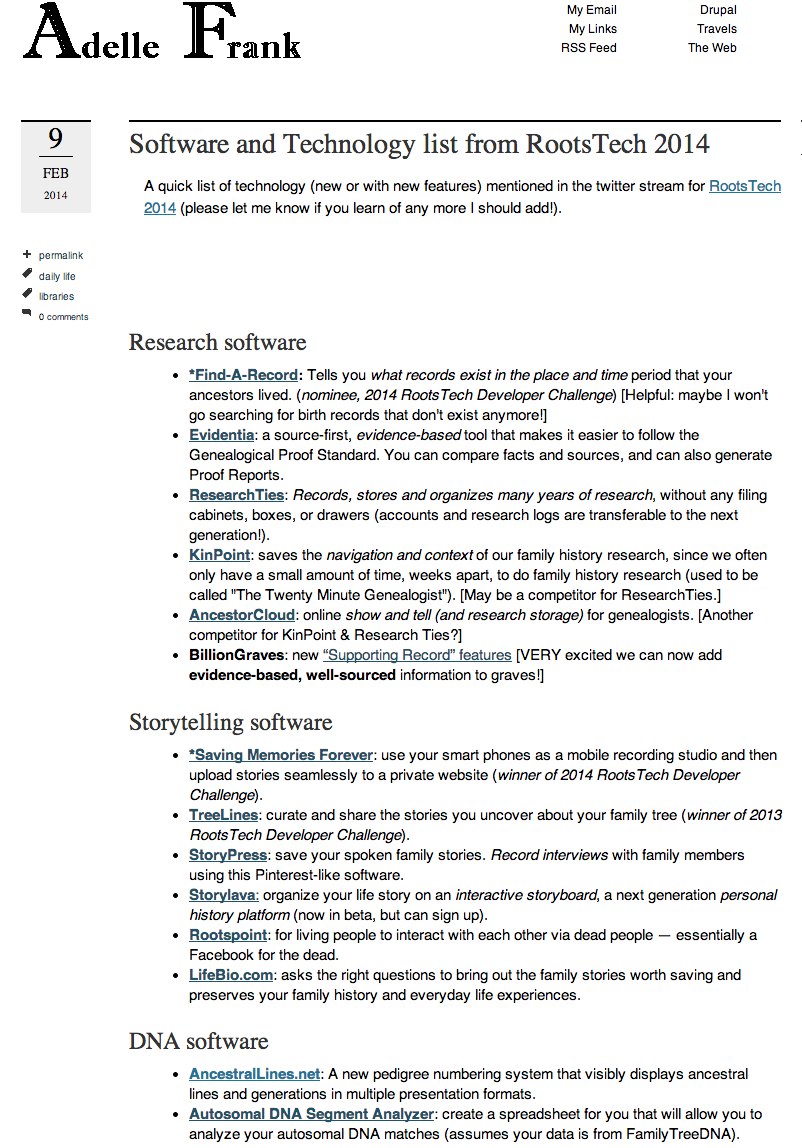 AdelleFrankSoftwareListFromRootsTech2014